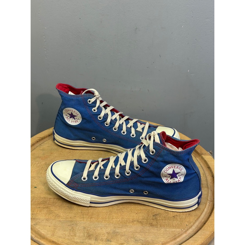 Converse Sneakers Mens 10 Blue Chuck Taylor All Star High Top 1K745 Red Sole